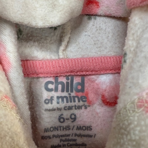 Carter's - Child of Mine - Pink and Cream Fleece Romper/one piece - Picture 3 of 3